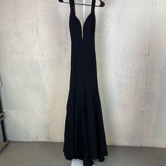 #702 SHERRI HILL Black Formal Open Back Gown - Picture 4 of 8